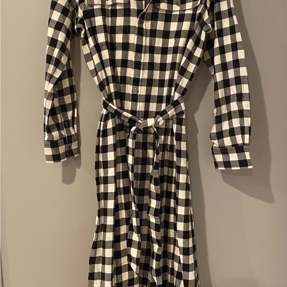 Ralph Lauren Black and White Plaid Long Sleeve Dress